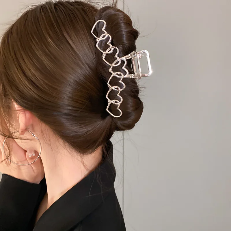 Women Large Geometric Hair Claw Clamps Metal Hair Crab Simple Shark