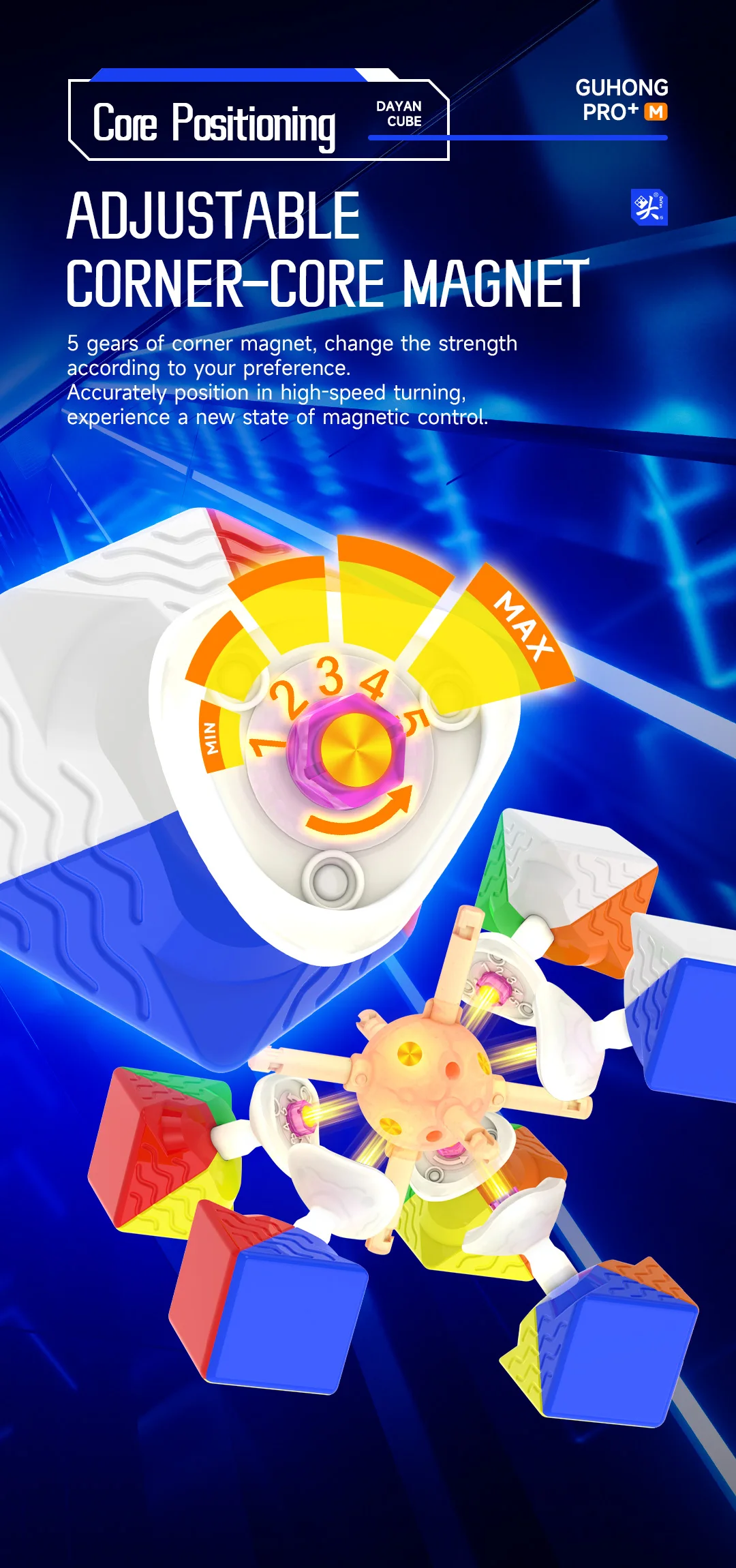 [JudyCube] DAYAN Guhong Pro+ 3X3 Maglev Magnetischer Zauberwürfel Zappelspielzeug Dayan Cube 3X3 Guhong Spring Cubo Magico Puzzle – Detail 3