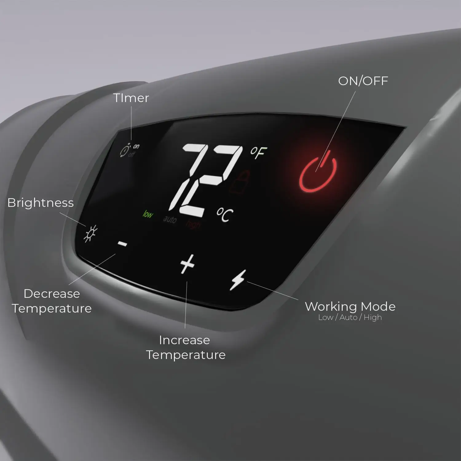 Touch Screen-1500 Watt ~ Infrared Space Heater ~ Wall Mounted Wifi Enabled Grey with WIFI