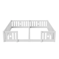 Lit de sol Montessori 90x200cm, lit pour 2 enfants avec protection anti-chute, bois massif, lit enfant Montessori, pour garçons et filles, blanc/gris, sans matelas 8