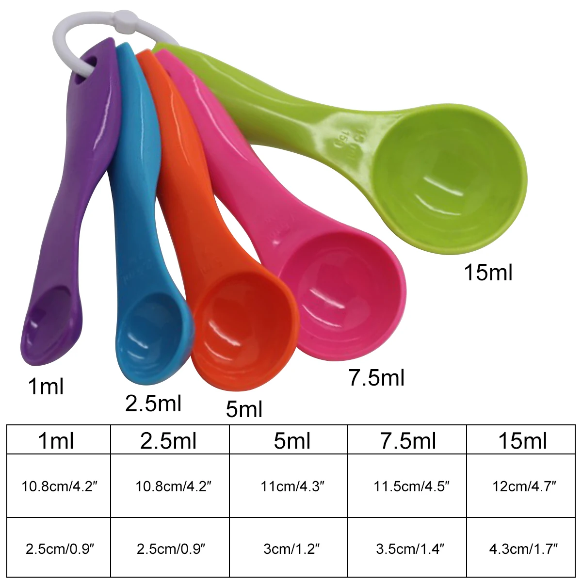 5 pieces Salt Oil Spoon 1ml 2.5ml 5ml 7.5ml 15ml Lovely Kitchen Colourworks Measuring Spoons Spoon Cup Baking Utensil Set Kit