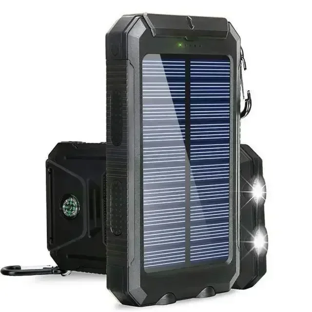 Solar Waterproof Power Bank Fast Charging External Battery with SOS Light