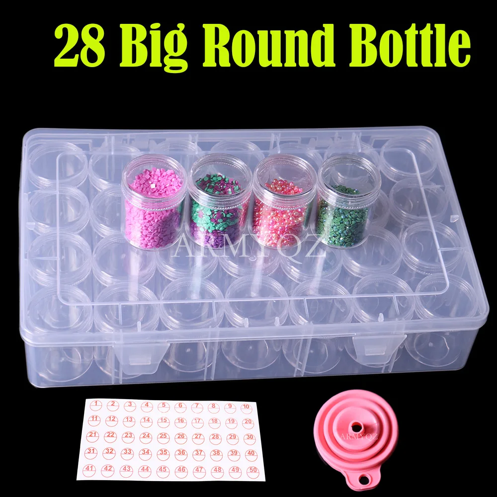 New Clear Plastic Bead Storage Containers Set With 28 Pieces
