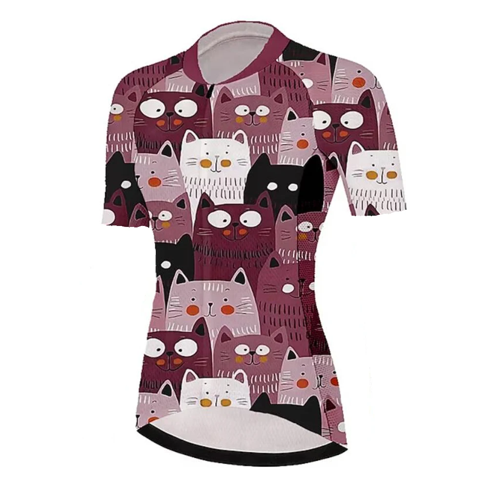 Cartoon Cat Women Cycling Jersey Funny Short Sleeve Road Bike Shirt Mtb Jersey Clothing Triathlon Roupas Femininas