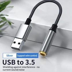 Universal USB to 3.5mm Audio Jack Adapter - External Stereo Sound Enhancer - Other (Female gray)