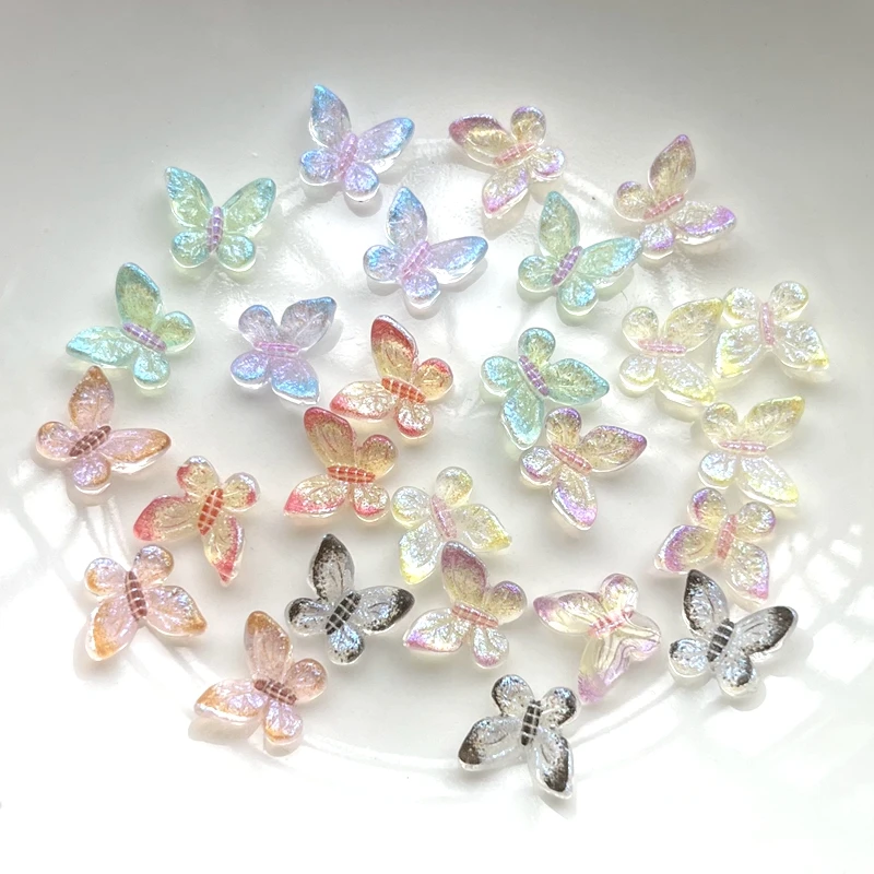 40Pcs New Colorful Starry Sky Mini 3D Butterfly Nail Water Diamond Gemstone Sparkling Nail Art Jewelry Accessori Per Unghie