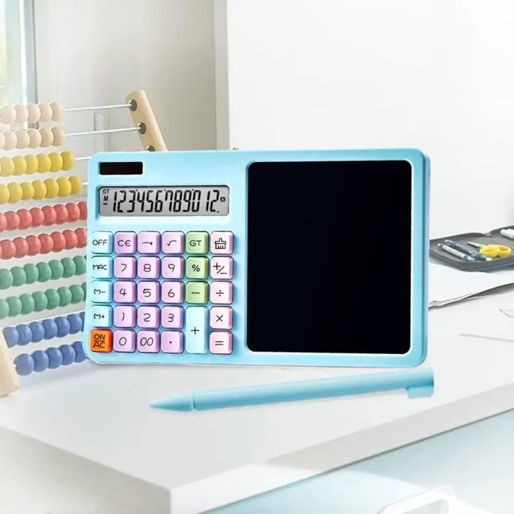 대형 LCD 디스플레이 계산기, 필기판 포함, 태양광 전원, 휴대용, 12자리, 태양광 계산기, 큰 버튼, 지울 수 있음