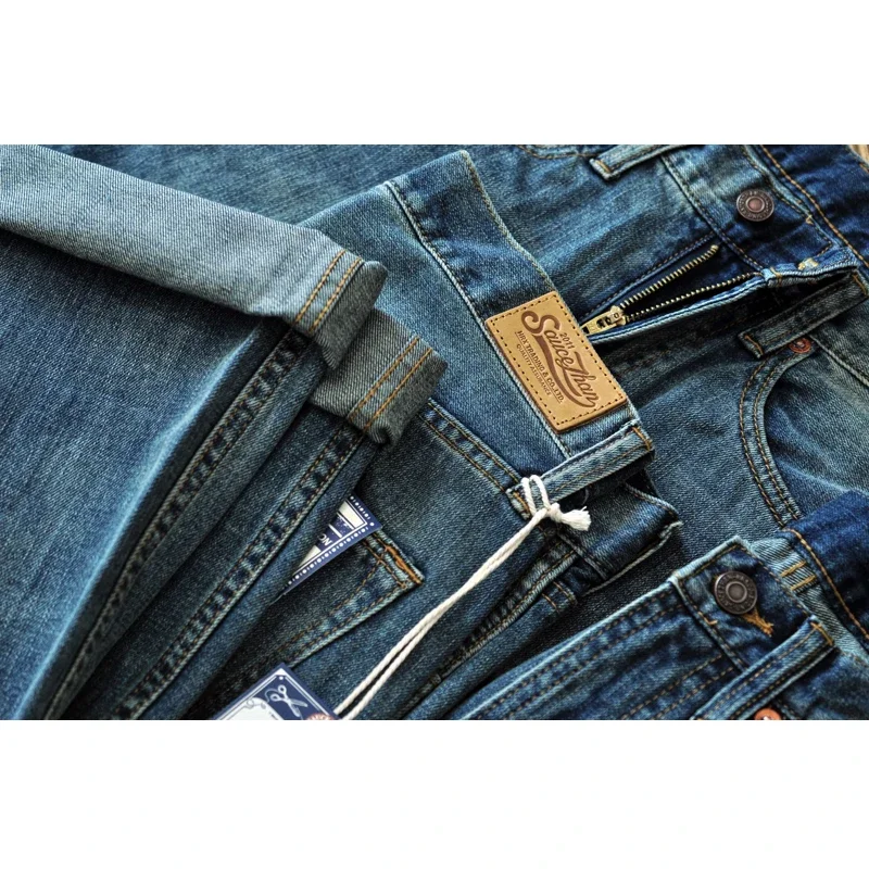 Sauce Zhan  JF09  Mens Jeans Selvedge Denim Jeans for Men  Summer Distressed Wash Jeans Ankle Length Slim Fit 10 Oz 4