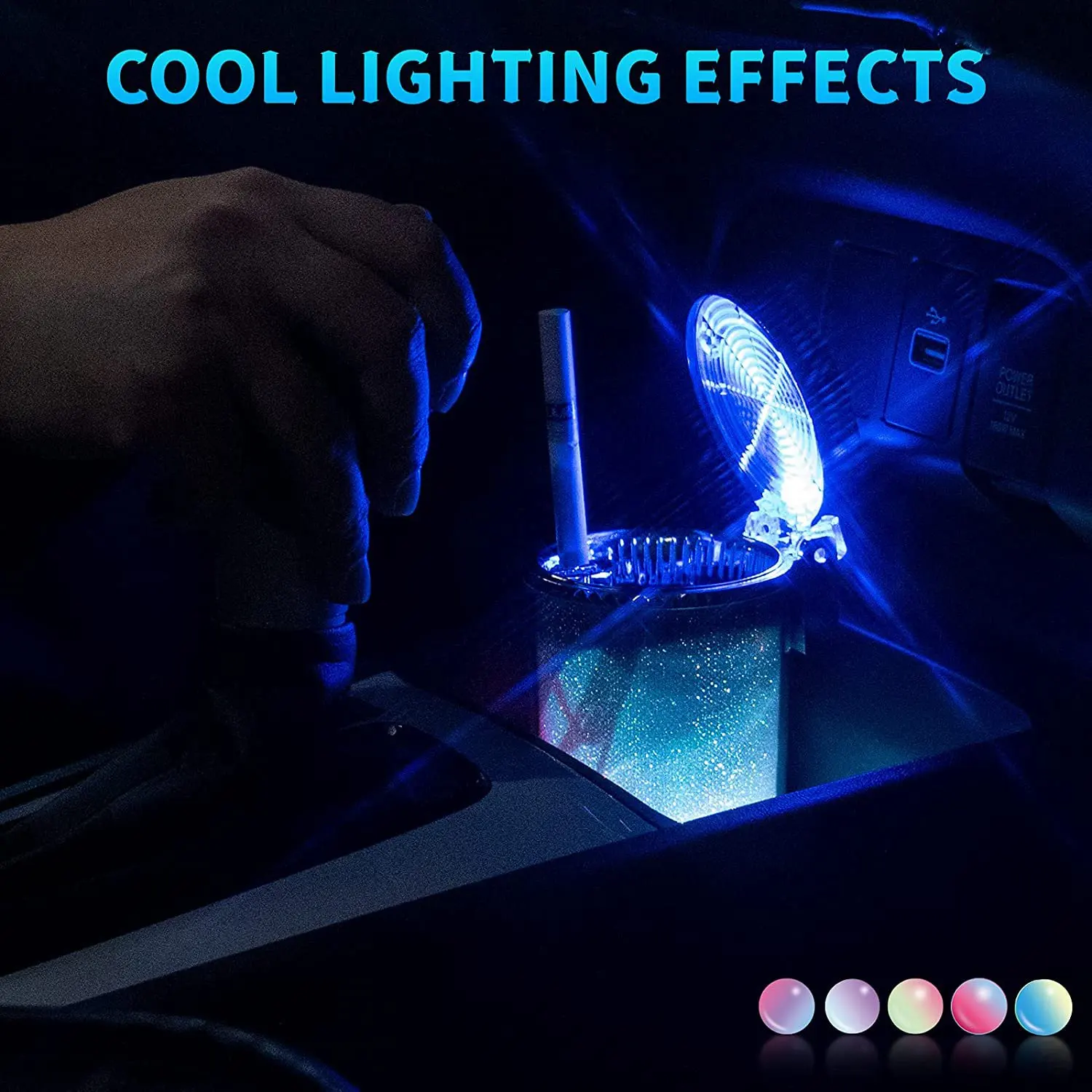 자동차 휴대용 재떨이 LED 조명이 있는 차량용 재떨이 컵홀더 재떨이 트럭 사무실 가정용 차량용 컬러 LED 조명이 있는 재떨이