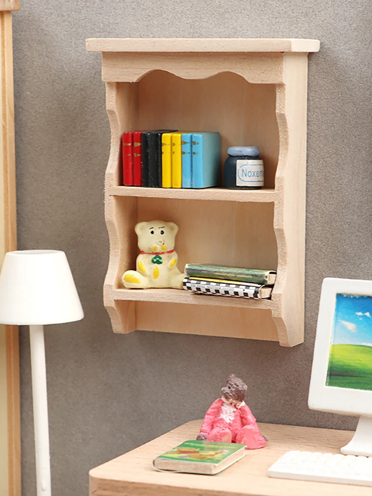 Hot sale 1:12 Dollhouse Miniature Hanging Cabinet Wall Cabinet Storage Rack Shelf Furniture Living Room Model Decor Toy 5