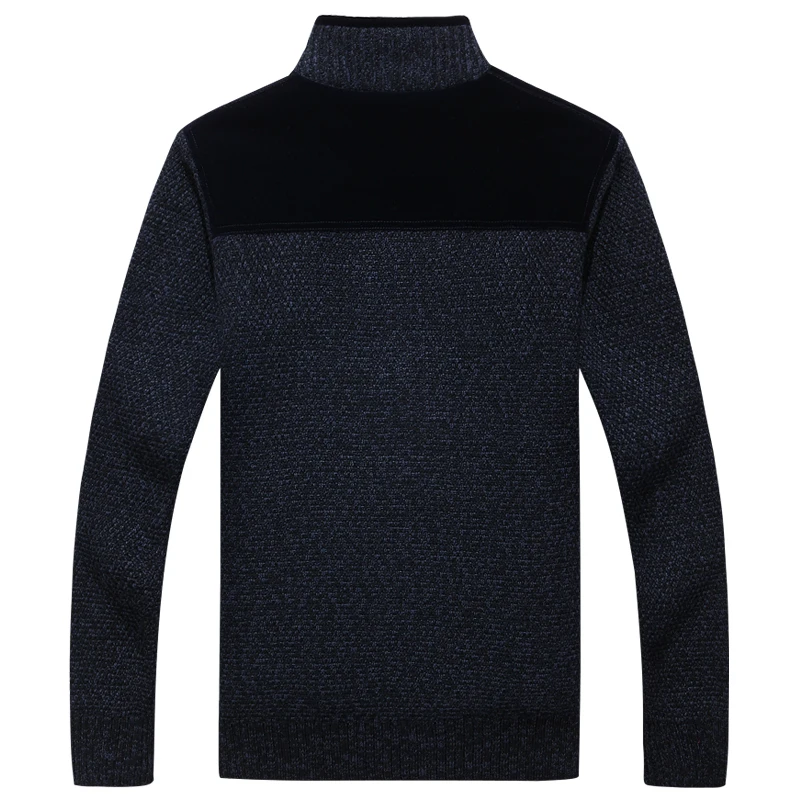 MEN SWEATERS WITH ZIPPERS THICK FLEECE WARM BLACK CASUAL  WINTER MEN CARDIGAN WOOL COTTON KNITTED JACKETS SWEATERCOAT 4
