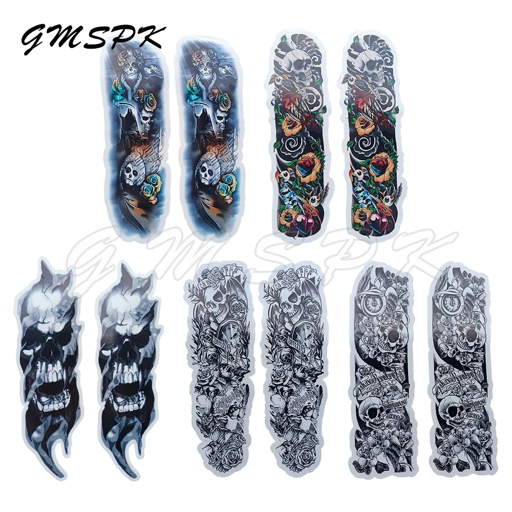 

5 Pairs/Set Motorcycle Front Fork Skull Decal Graphic Sticker Universal Fit for Kawasaki Suzuki Honda Yamaha Harley BMW