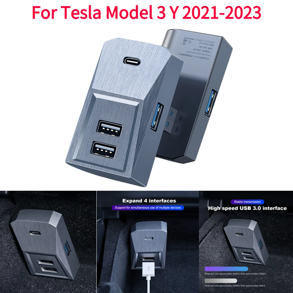 USB Glovebox Charging Hub for Tesla Model 3/Y 2021.Nov-2023