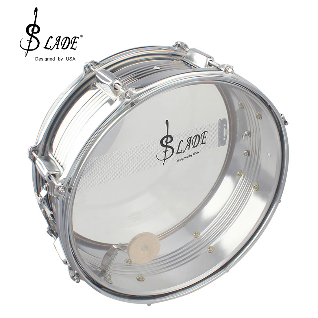 SLADE 14 Inch Snare Drum Nickel Plated Snare Drum Set with Strap Drumstick Professional Percussion Instruments for Practice