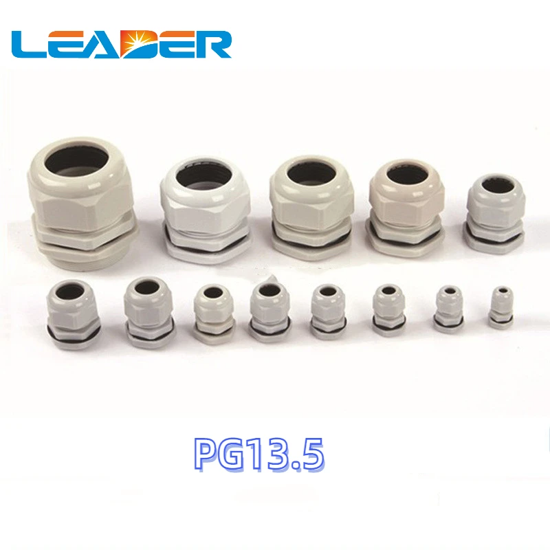 50pcs/lot PG13.5 Cable Gland IP68 Waterproof Connector Diameter 3-6.5mm Wire Glands White Black Nylon Plastic Connector
