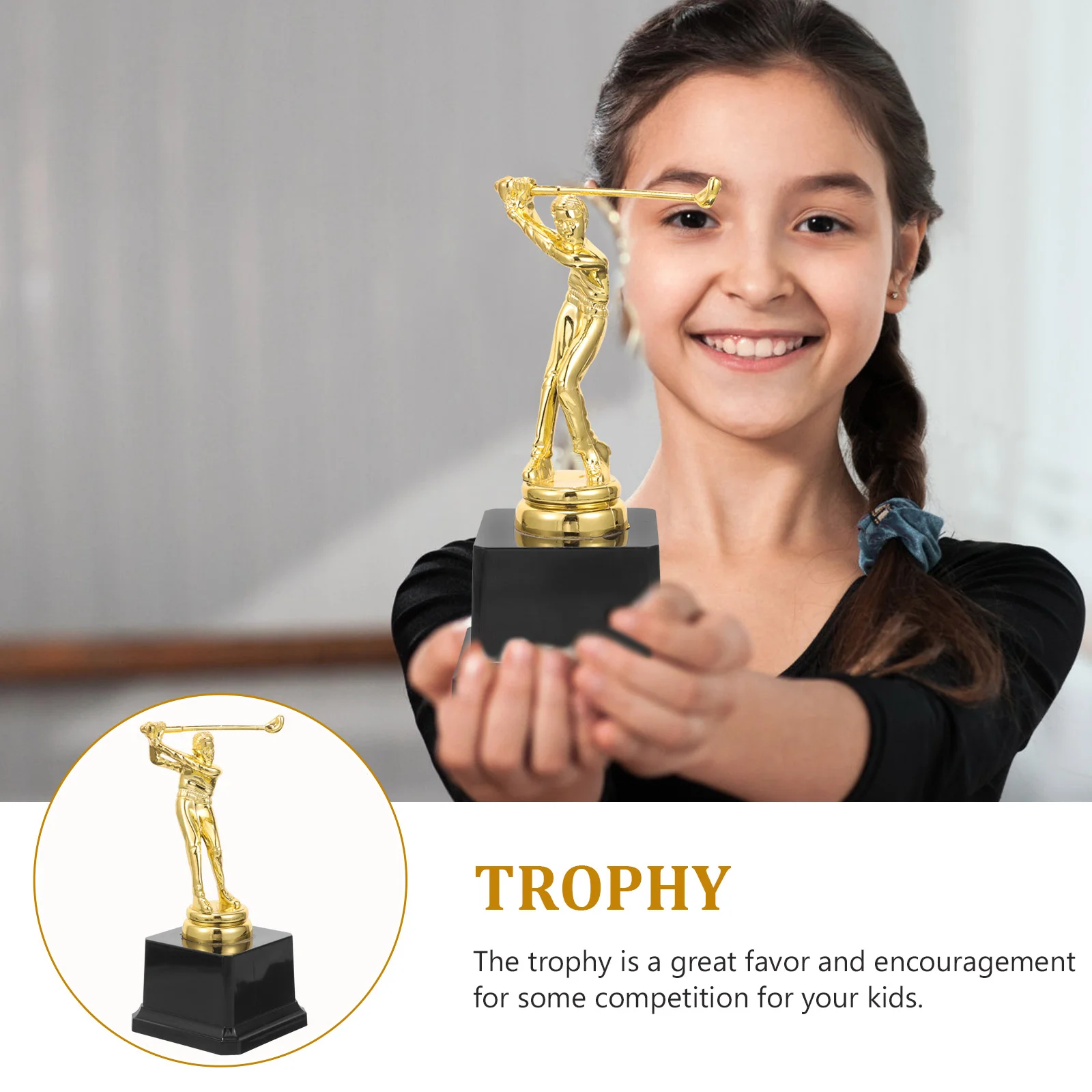 Golf Trophy Award Cup Abs Material Smooth Surface Stable Longevity Nameplate Statue Kids Competition Souvenirs Golfing Trophy