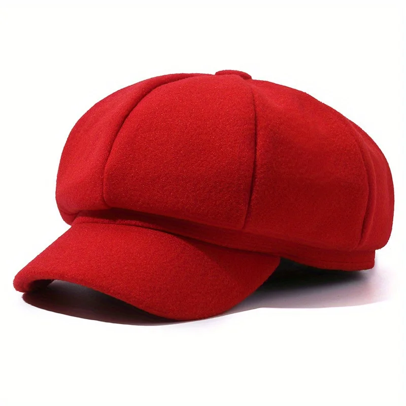 Woolen Beret Newsboy Hat Fashion Beret Autumn and Winter Outdoor Cotton Hat Windproof Men Women Universal Painter Caps