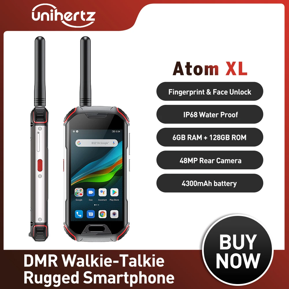 Unihertz Atom XL DMR Walkie-Talkie прочный мобильный телефон IP68 Водонепроницаемый 6 ГБ 128 ГБ Android 10 48 МП 4300 мАч NFC 4G сотовый телефон смартфон unihertz atom l защищенный ip68 4300 мач helio p60 6 128 гб 48 мп nfc