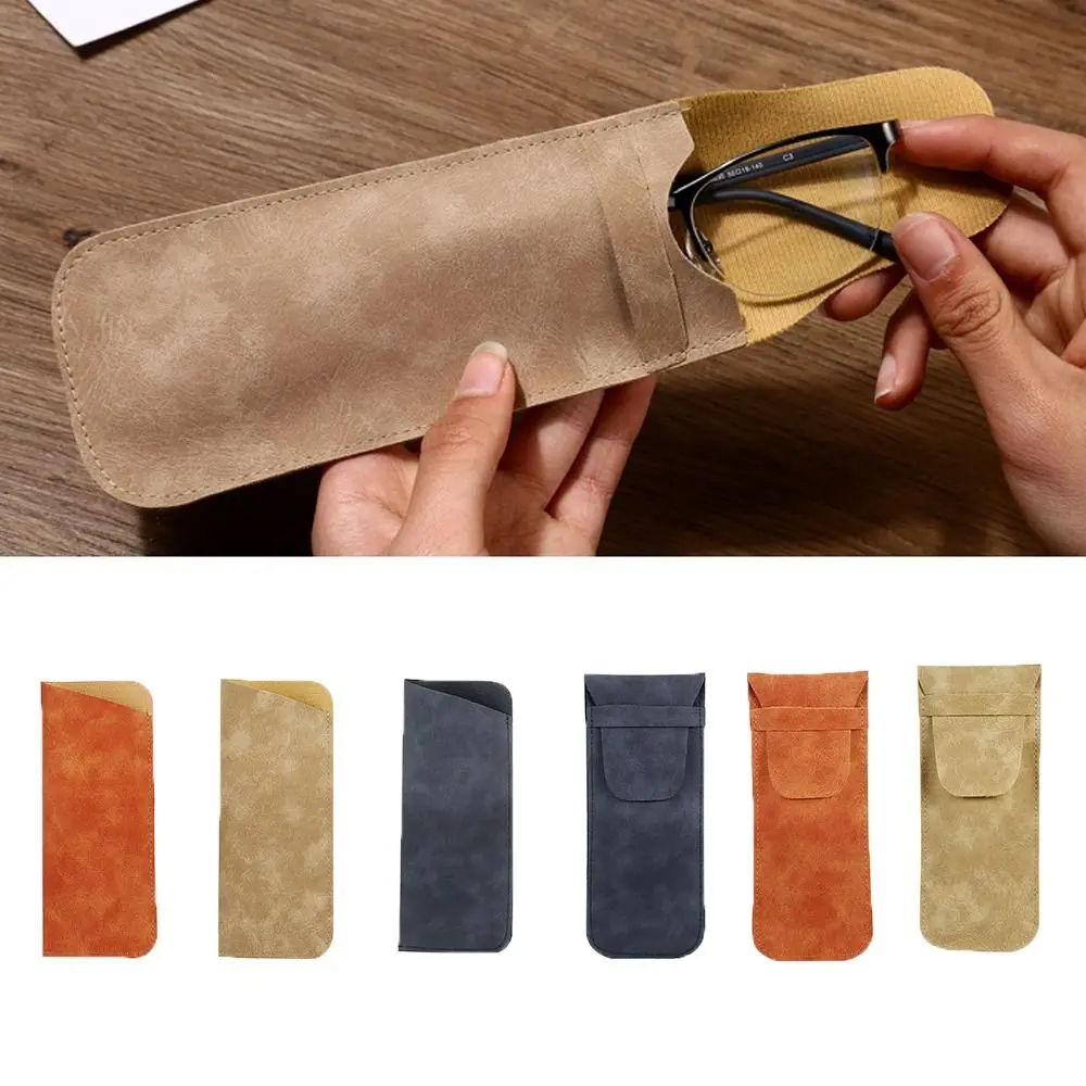 

Rectangle PU Leather Glasses Bag Elegant Covered Velvet Lining Soft Solid Color Female/Male