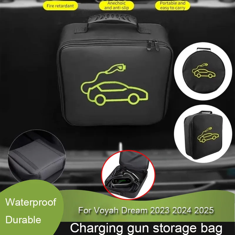 

EV Car Portable Charging Cable Storage Carry Bag Waterproof Retardant Trunk Storage Box For Voyah Dream 2023 2024 2025 Accessory