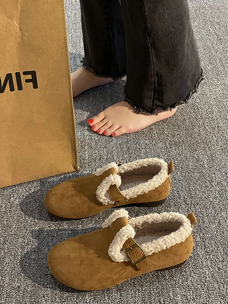 

Туфли женские с закрытым носком, повседневные кроссовки с круглым носком, Мокасины, на шнуровке, однотонные резиновые, в стиле ретро, для отдыха, Осень-зима