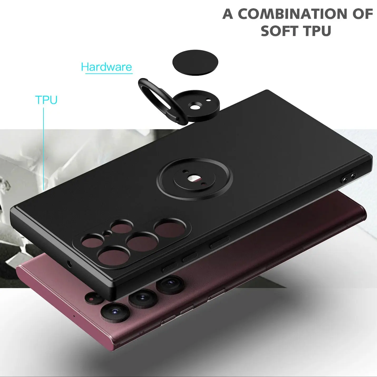 Magnetic Finger Ring Stand Silicone Phone Case Cover