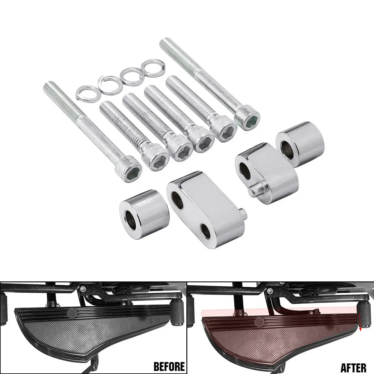 

Motorcycle 1-1/4'' Driver Floorboard Spacer Extension Kit For Harley Touring Street Road Glide Electra Glide 2009-2022 2019 2018