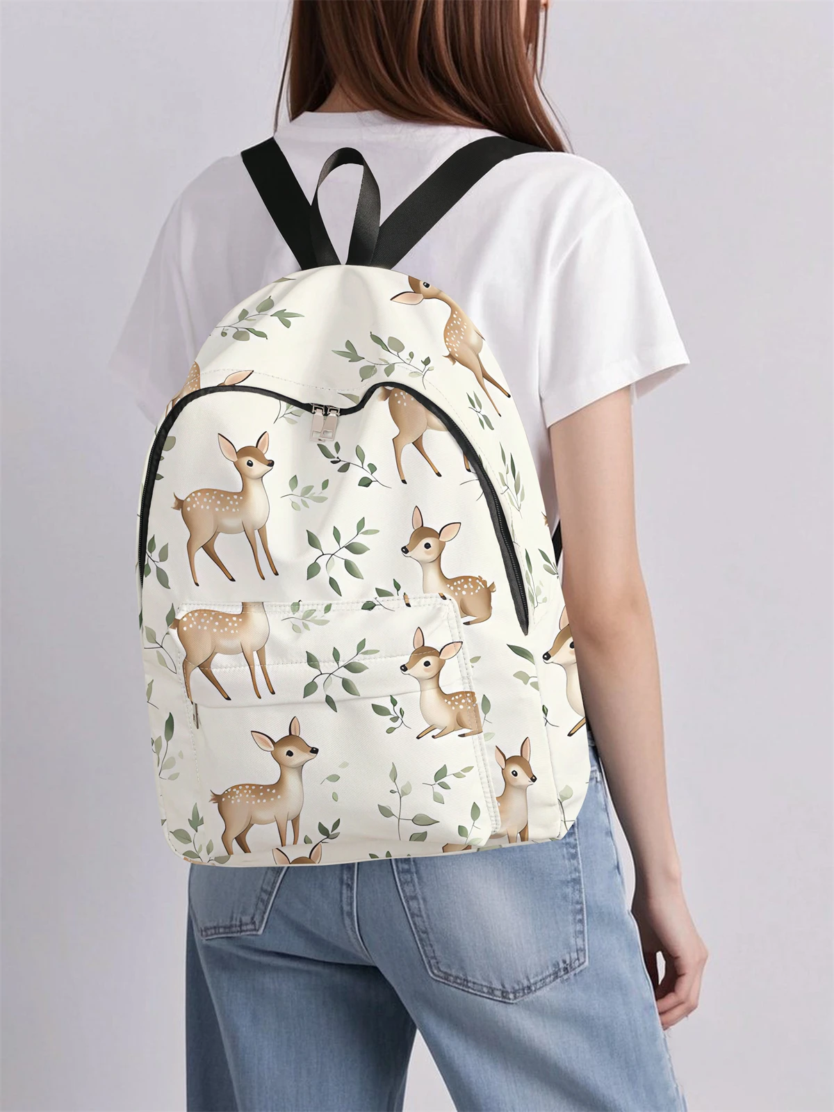 Deer patterned backpack, new model for 2025, casual travel backpack, lightweight and simple casual travel backpack