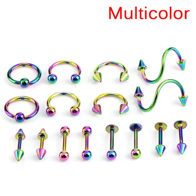Surgical Steel Piercing Ring Set Eyebrow Lip Nose Hoop Nostril Ear Tongue Piercings Body Jewelry For Women Men 8Pcs/set piercing jewelry,body piercing jewelry,body jewelry