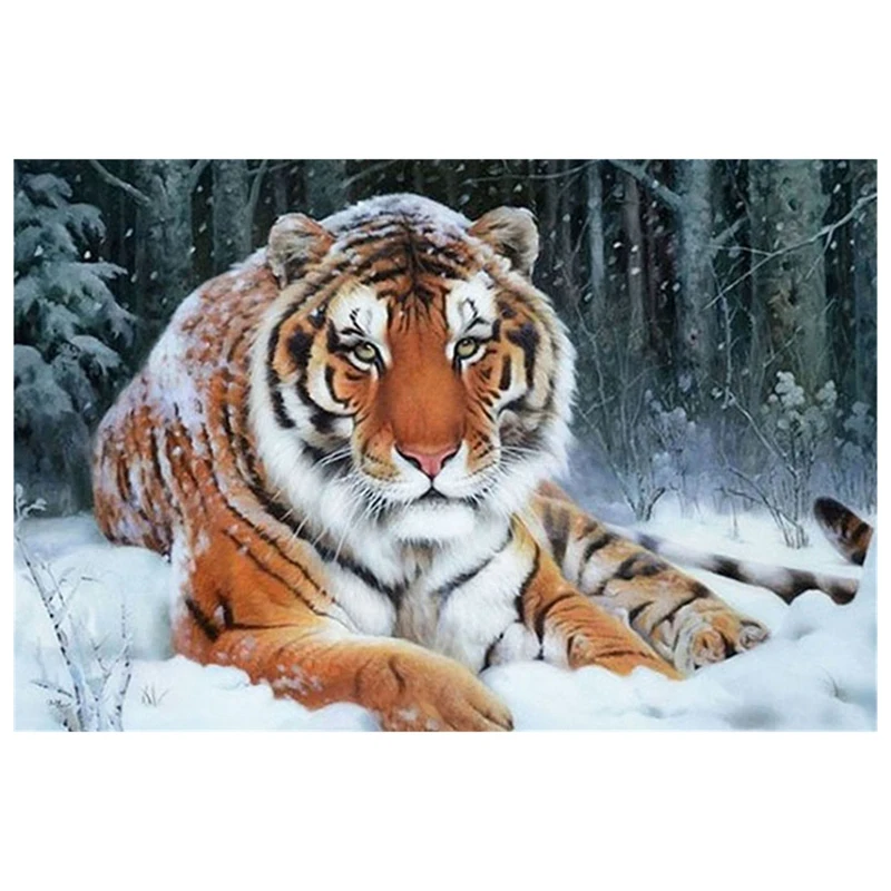 

Алмазная живопись, алмазная вышивка «сделай сам», полностью круглые алмазы с животными, алмазная картина «Снег» с тигром, алмазная вышивка