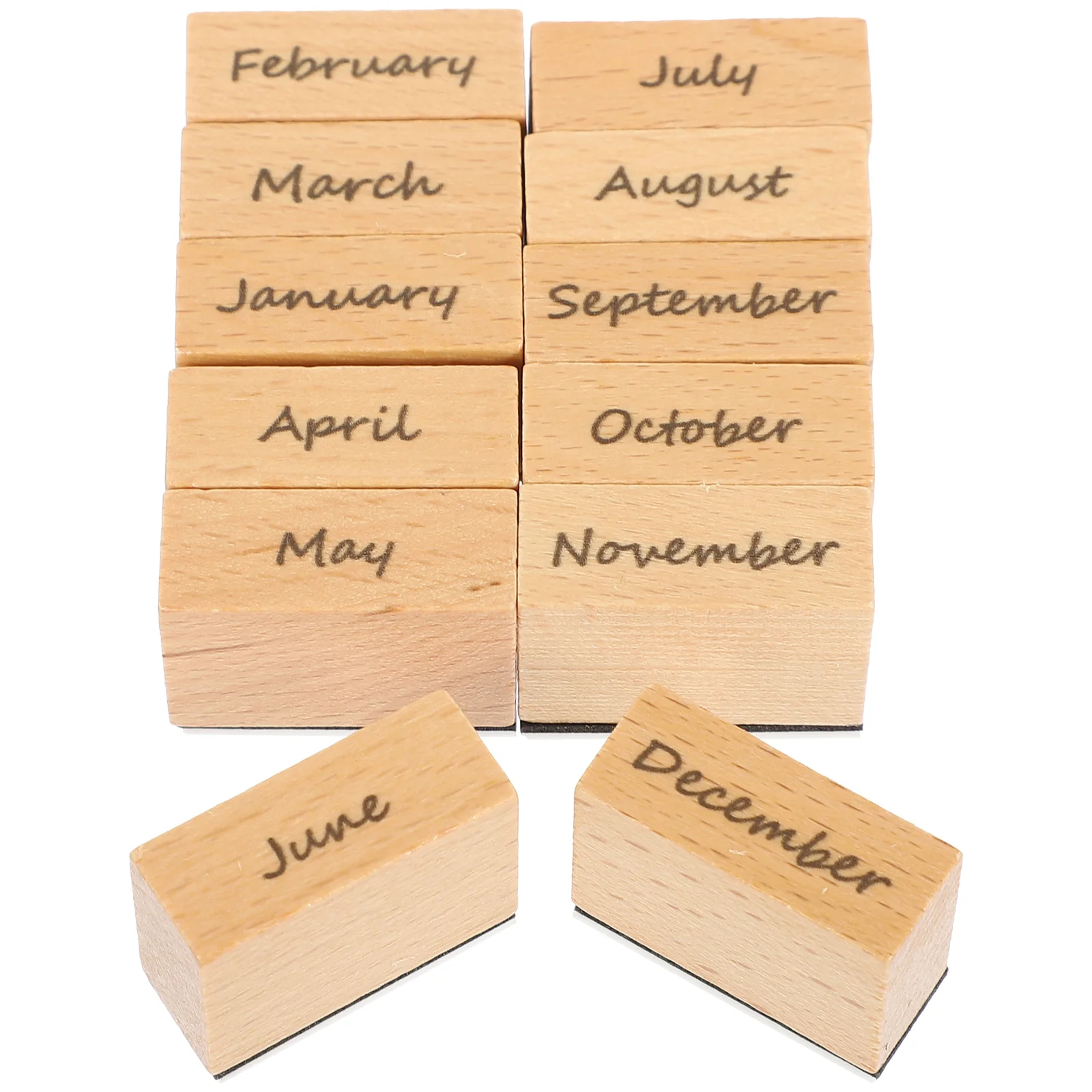

1 Set Wooden Month Stamp Wooden Rubber Stamp Scrapbooking, Journaling Supplies