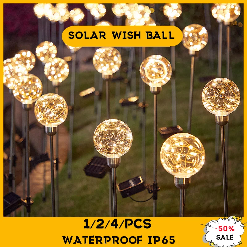 

Solar Garden Lights Glass Round Ball Light Outdoor Waterproof LED Light Use for Landscape Yard Lawn Pathway Christmas Decoration