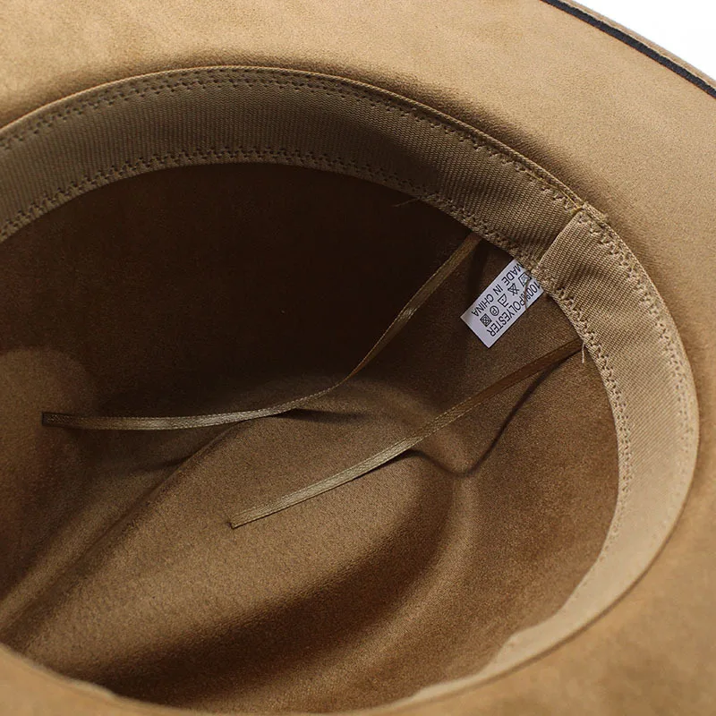 9.5cm Big Brim Suede Top Hat For Women Men Fashion Peach Heart Top Jazz Fedora Hats For Party Wedding Felt Cap fashion hat