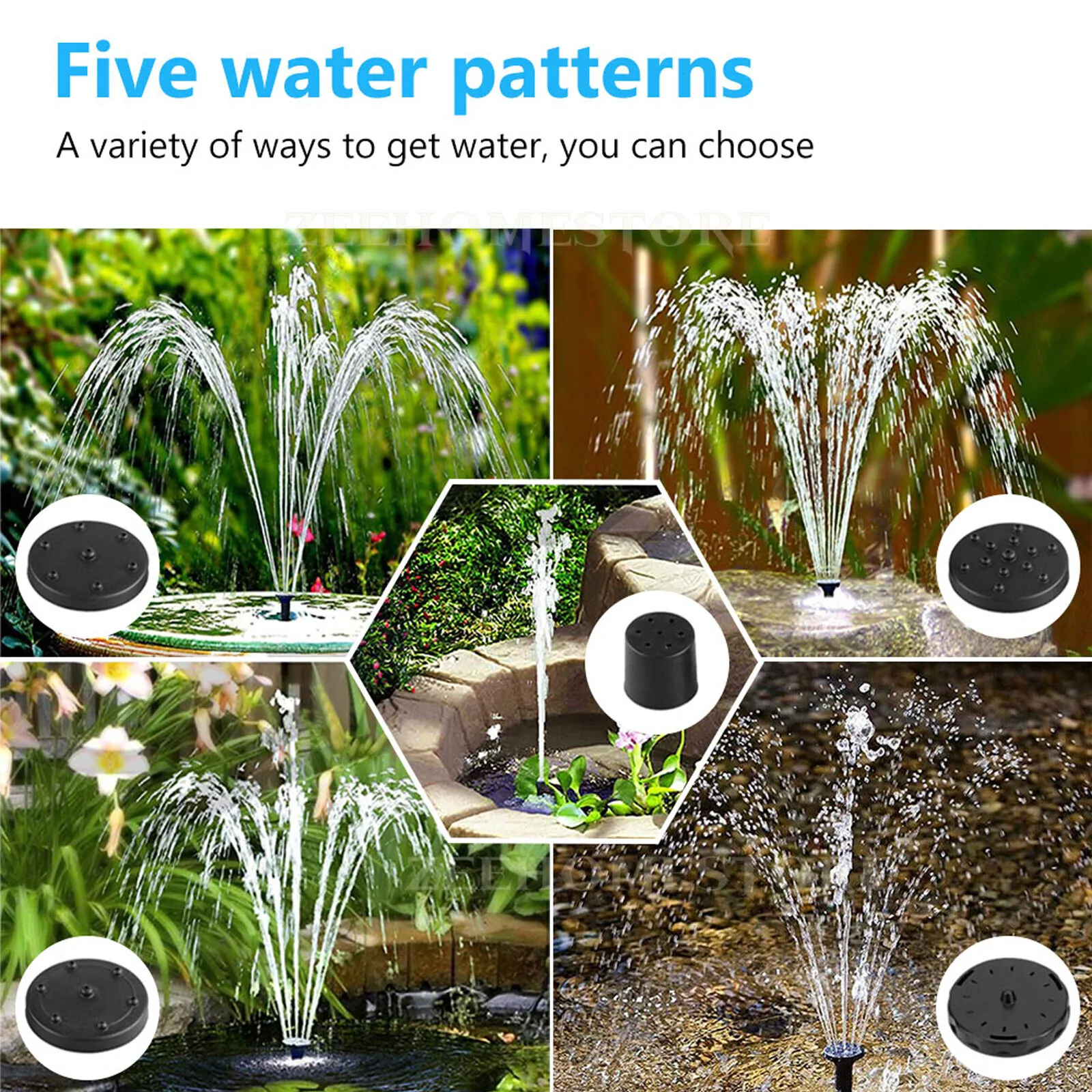 Solar Panel Powered Water Feature Pump Garden Pool Pond Aquarium Fountain Décor: 3 - 5 Days Free Delivery Only UK