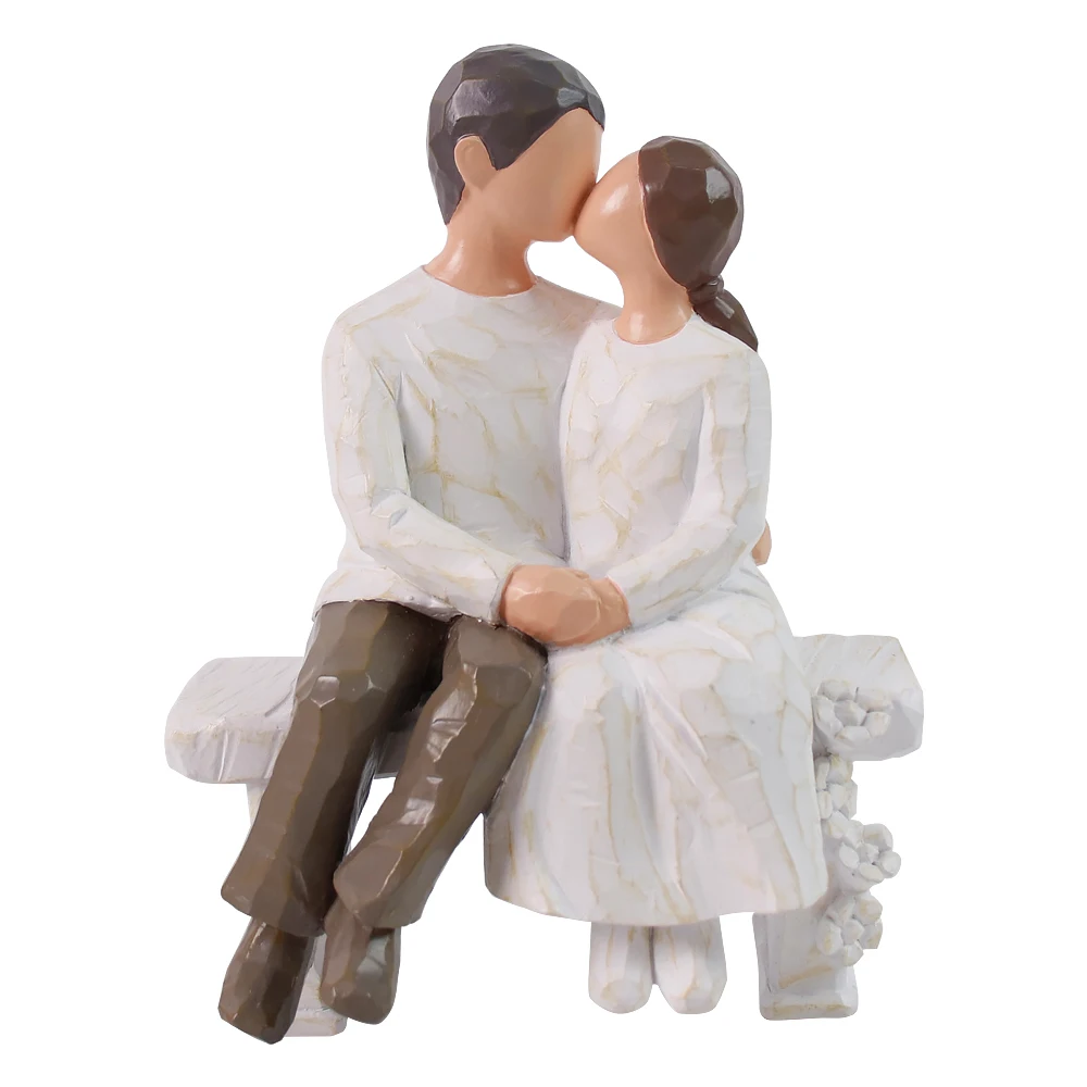 

jinhuoba Romantic Couple Figurines in Love, Hand Painted Sweet Loving Couple Sculptures to Remember Beautiful Moment