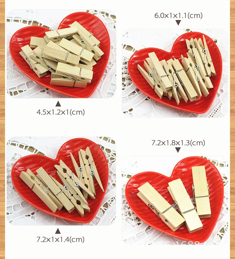 50 stücke DIY Mini Holz Clips Handgemachte Handwerk Dekorative Foto Clips Wäscheklammer Handwerk Dekoration Pegs Hause Büro DIY Spielzeug – Detail 12