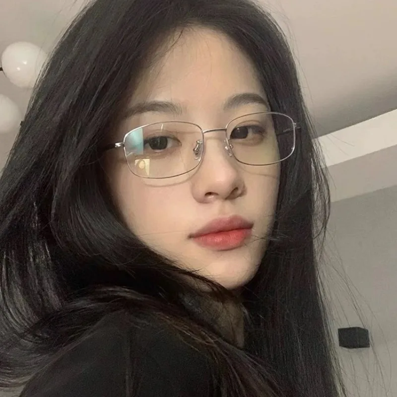 Harajuku Metal Square Frame Glasses Y2K Women's Retro Small