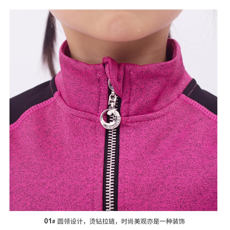 Customized Figure Skating Suits Jacket and Pants Long Trousers for Girl Women Training Ice Skating Warm black pink Mesh sleeve
