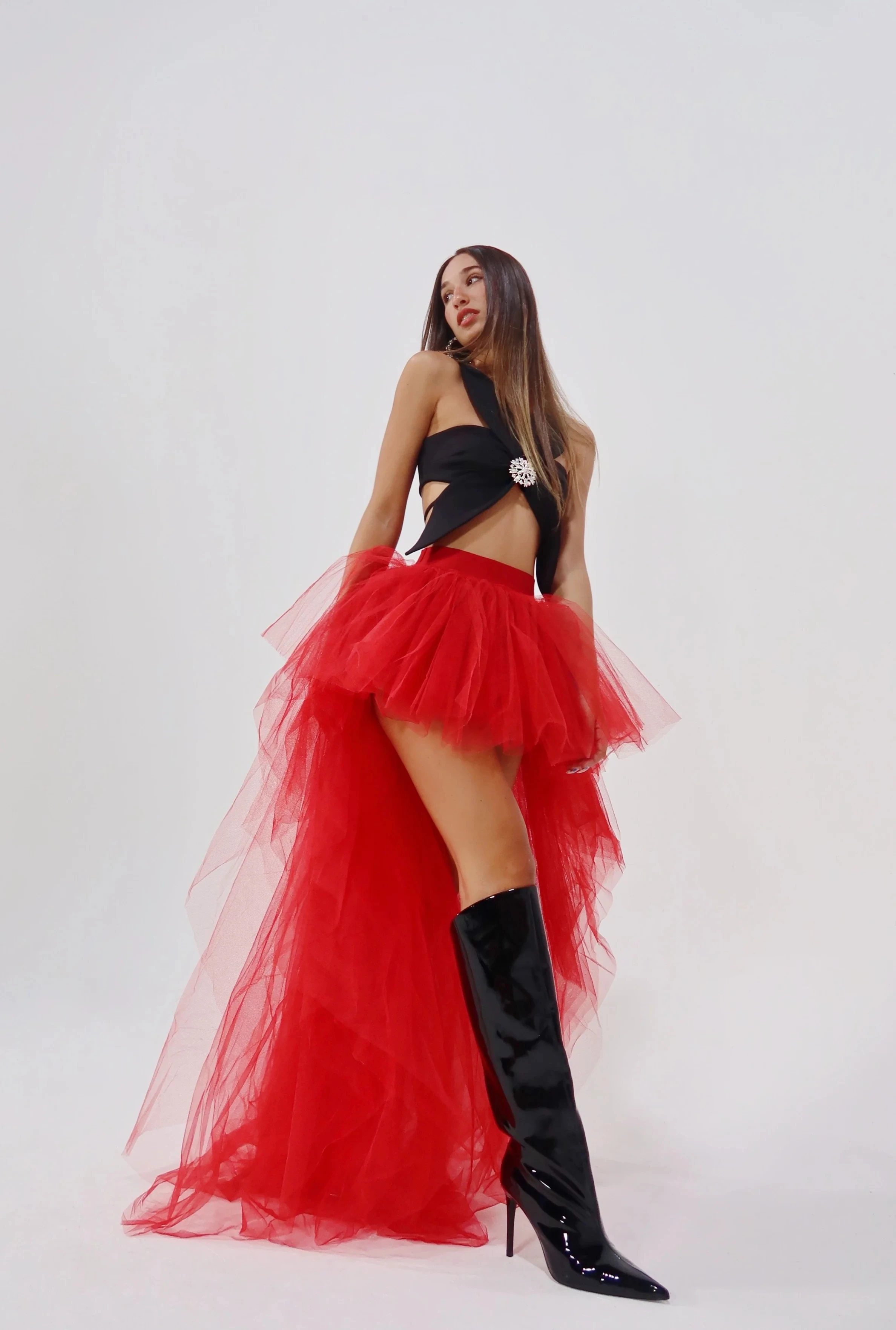 Waist Cinching Flattering Petticoat For Women Long Tulle Skirt Adult Waves Underskirt Cocktail TUTU Skirt Goth