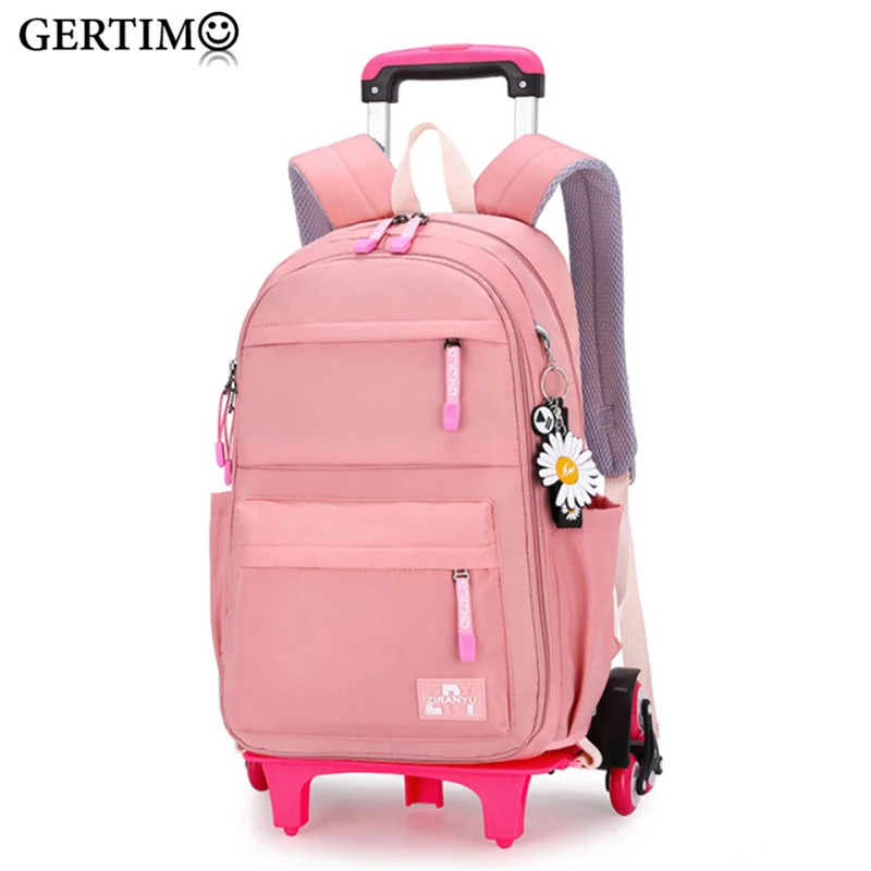 

Children School Backpack with Wheels Teenager Girls Trolley School Bags Kids Rolling Backpack on Wheels Student Travel Luggage