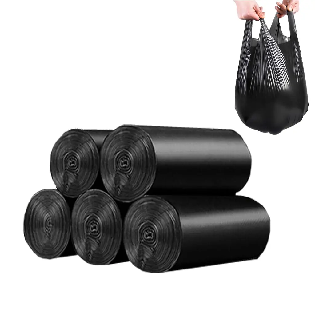 Trash Bags, 100 Count 4 Gallon Small Black Durable PE Material, Handles, Breakpoints, 46x60cm
