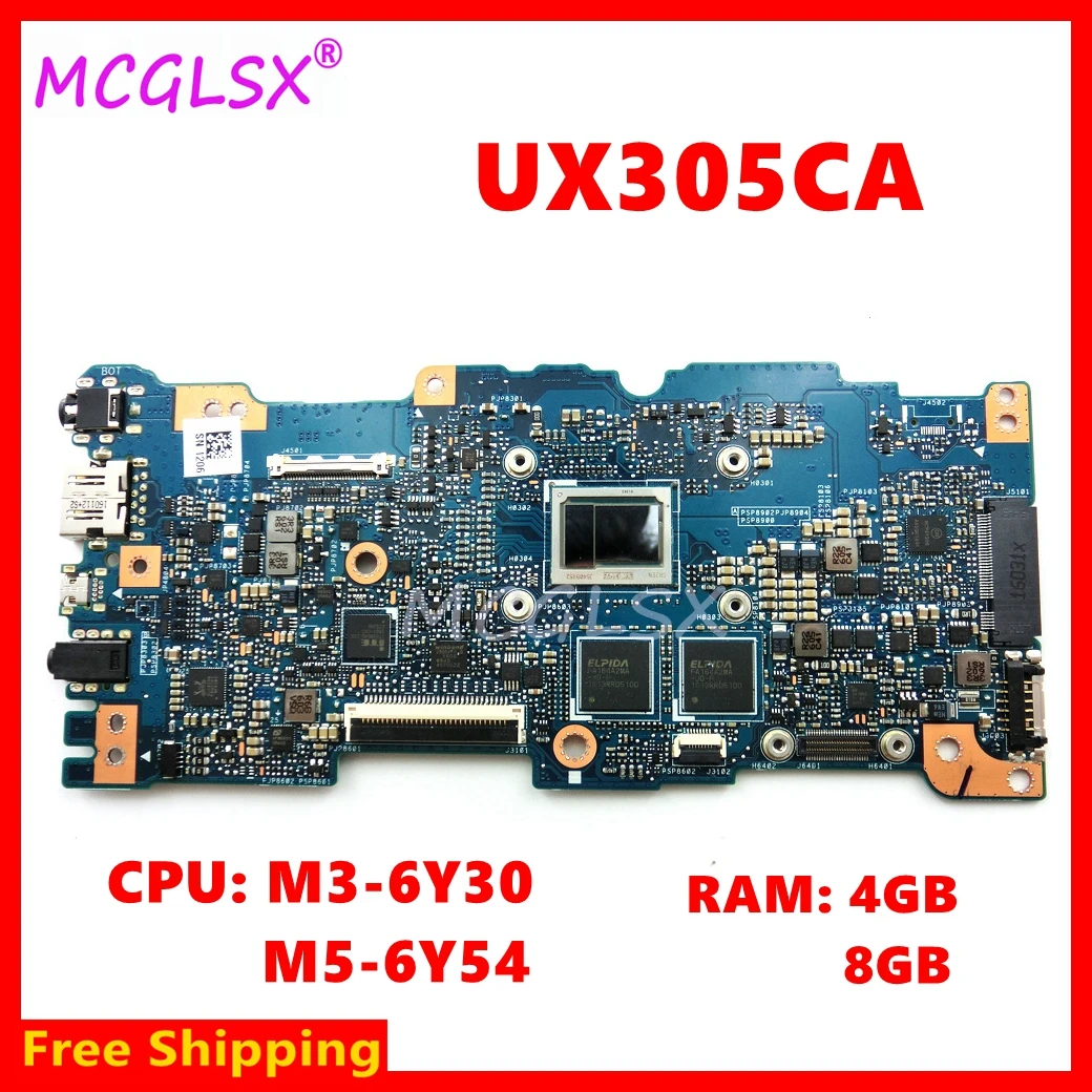 

Б/у материнская плата UX305CA для ноутбука, M5-6Y5 4 CPU 4G/8G-RAM, б/у