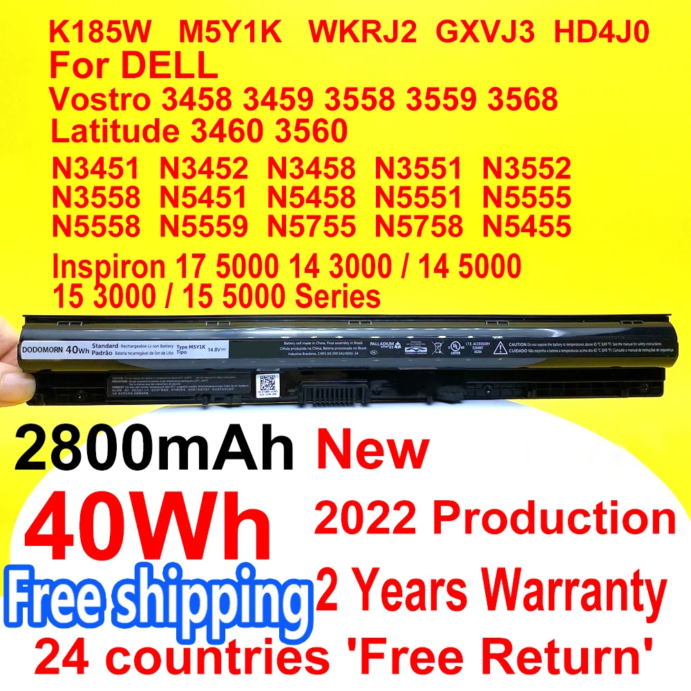 Bateria para Dell Inspiron 15 3000 Series 153551 15-3552 15-3567 15 5000 Series 155551 15-5552 15-5555 15-5558 15-5559 Latitude 3460 3560 Laptop 2800mah 14.8v 40wh M5y1k