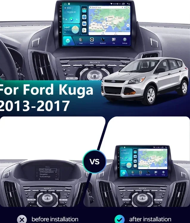 9 Inch Android 13.0 2G+32GB For FORD C-MAX KUGA 2 ESCAPE 3 2012-2019 Car GPS Navi Multimedia Player Radio Tape Head Unit Carplay
