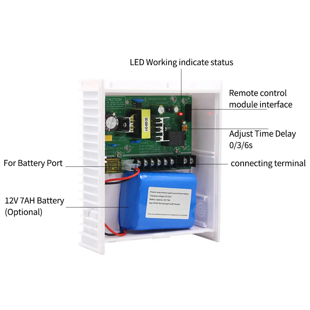 DC12V2A3A5APowerSupplywBackupBatteryInterfaceRFIDcard