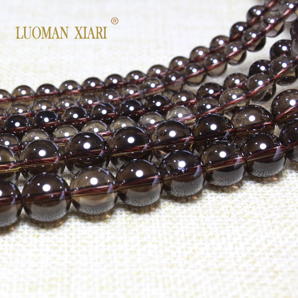 100% Natural AAA Smoky Quartz Transparent Round Stone Beads for Jewelry Making DIY Bracelet Necklace Accessories 6/8/10MM 15'' 4