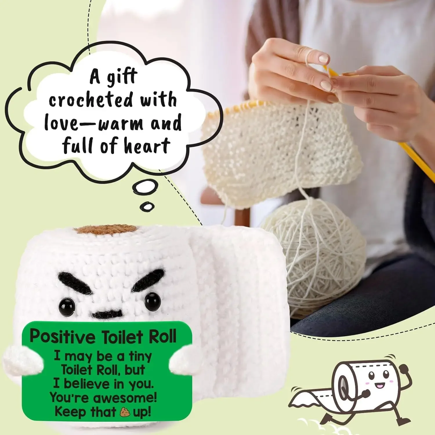 لفة ورق تواليت كروشيه - هدية دعم عاطفي للنساء والأصدقاء وزملاء العمل