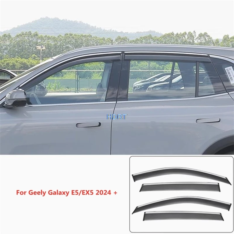 Car Styling Window Deflector Visor Vent For Geely Galaxy E5/EX5/e.MAS7 2024 + Wind Weather Shield Sun Rain Awning Shelter Cover
