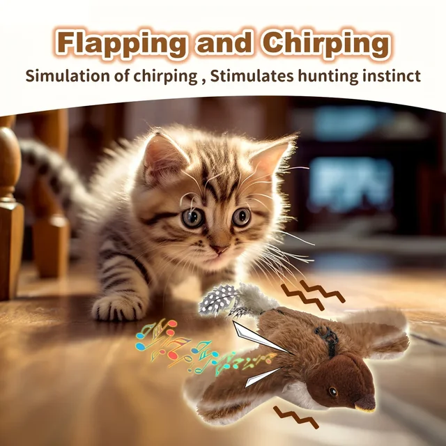 Remote Control Cat Toy Interactive Electric Fluttering Sparrow Realistic Bird Movements Engaging Pet Play Accessory 3