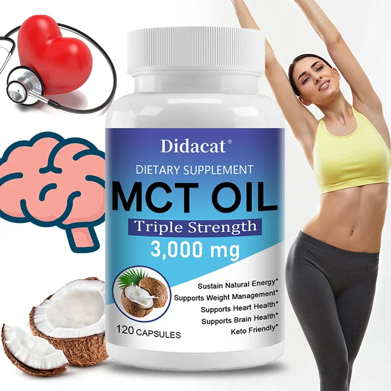 MCT Oil Capsules 3000 Mg for Ketogenic Diet Ketosis Healthy Weight Management Heart Brain Health